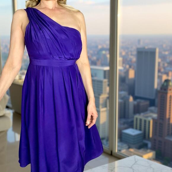 Thread Vintage 90s Purple One Shoulder Dress | Size 6 Cocktail - Picture 1 of 10